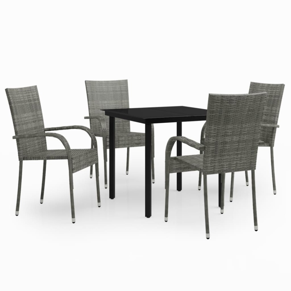 Set mobilier de grădină, 5 piese, gri și negru - 1 | YEO