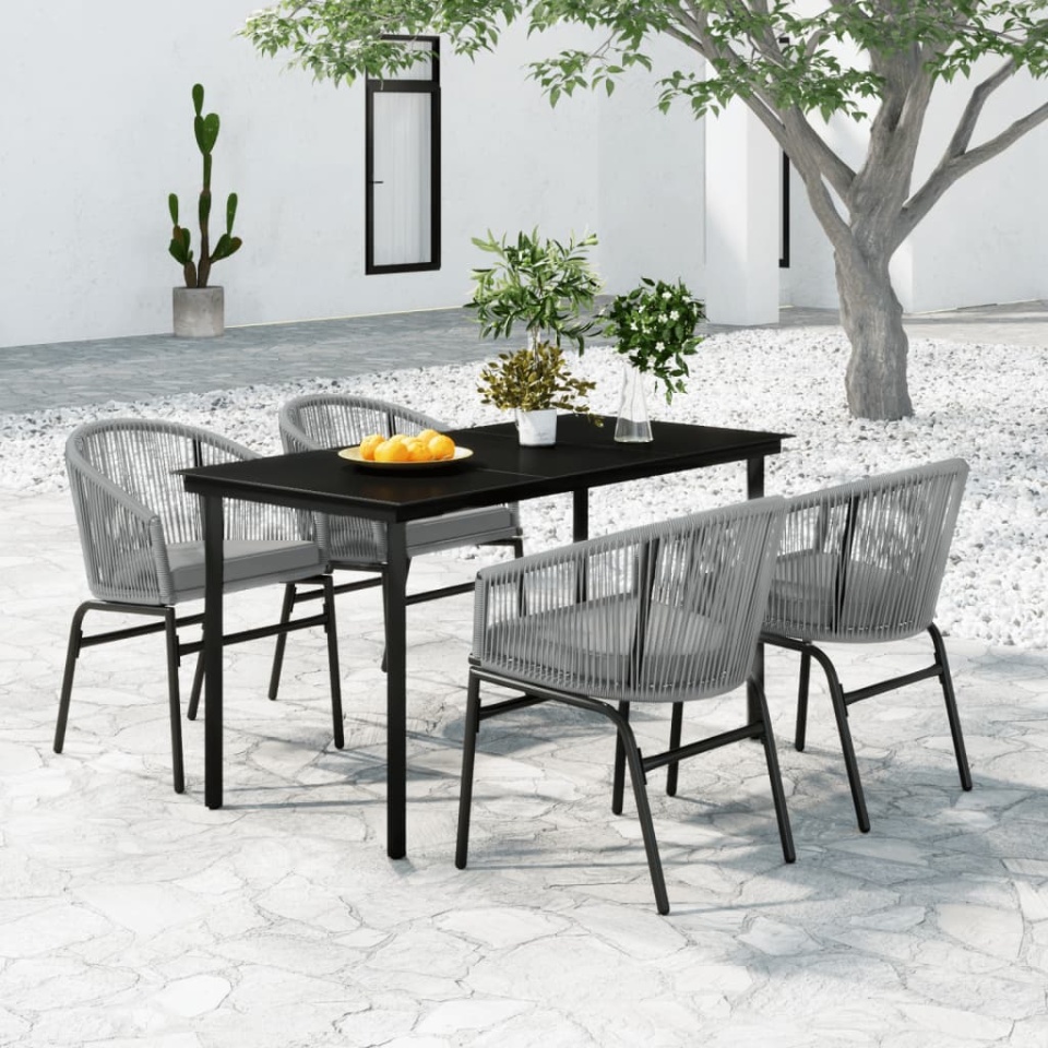 Set mobilier de grădină, 5 piese, gri