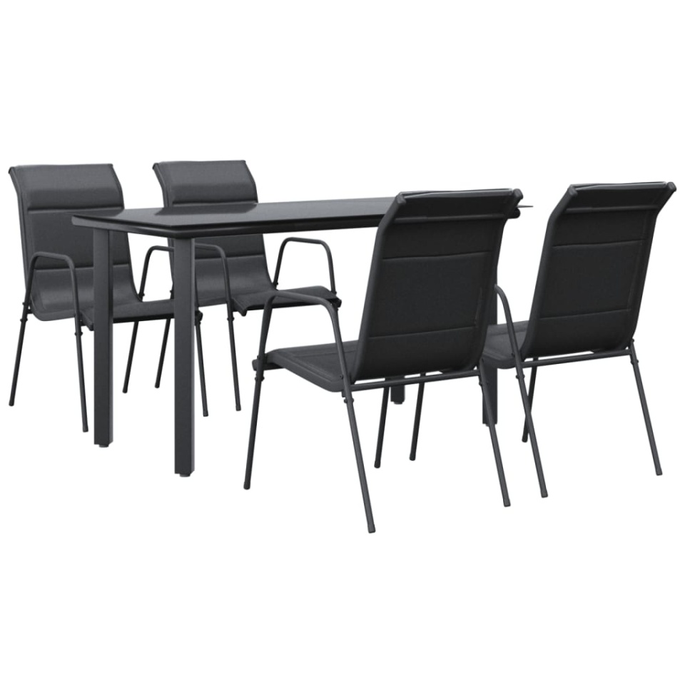 Set mobilier de grădină, 5 piese, negru, oțel și textilenă - 1 | YEO