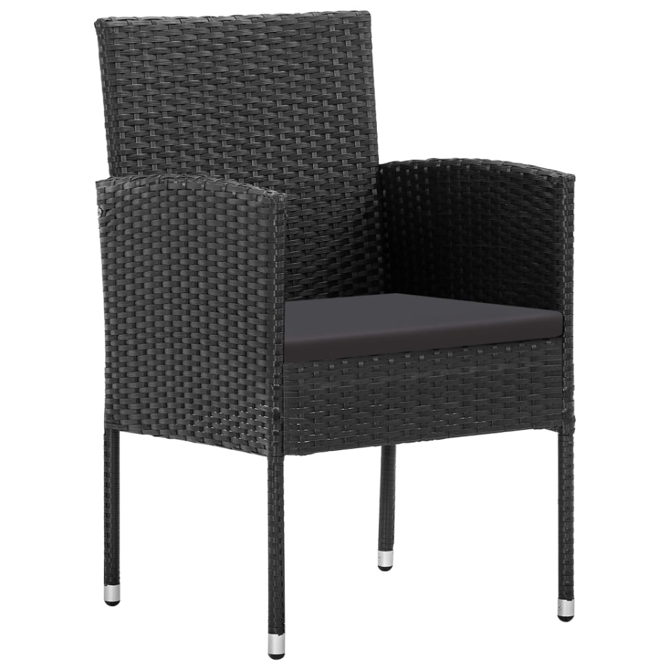 Set mobilier de grădină, 5 piese, negru, poliratan și oțel - 3 | YEO