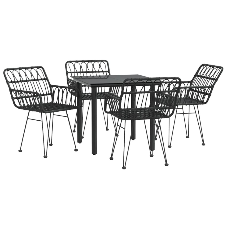 Set mobilier de grădină, 5 piese, negru, poliratan - 2 | YEO