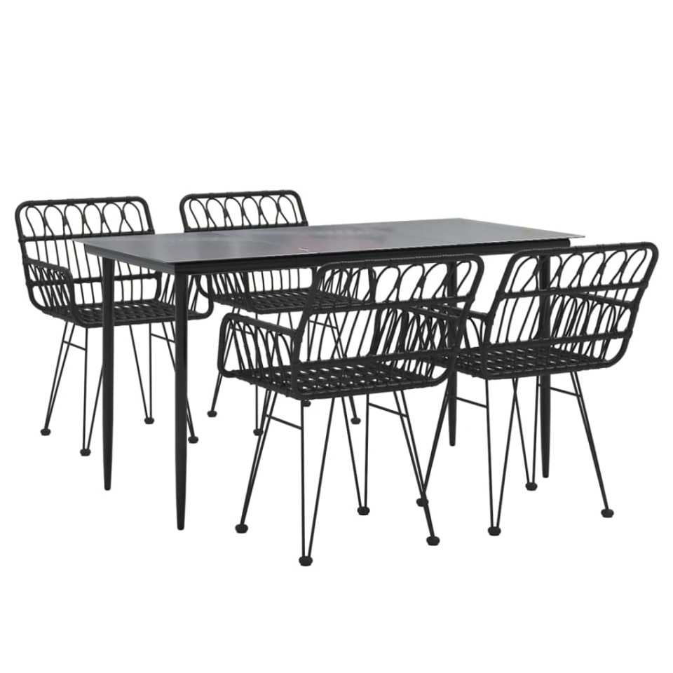 Set mobilier de grădină, 5 piese, negru, poliratan - 2 | YEO
