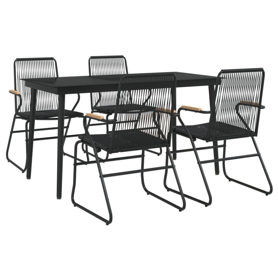 Set mobilier de grădină, 5 piese, negru, ratan PVC - 2 | YEO