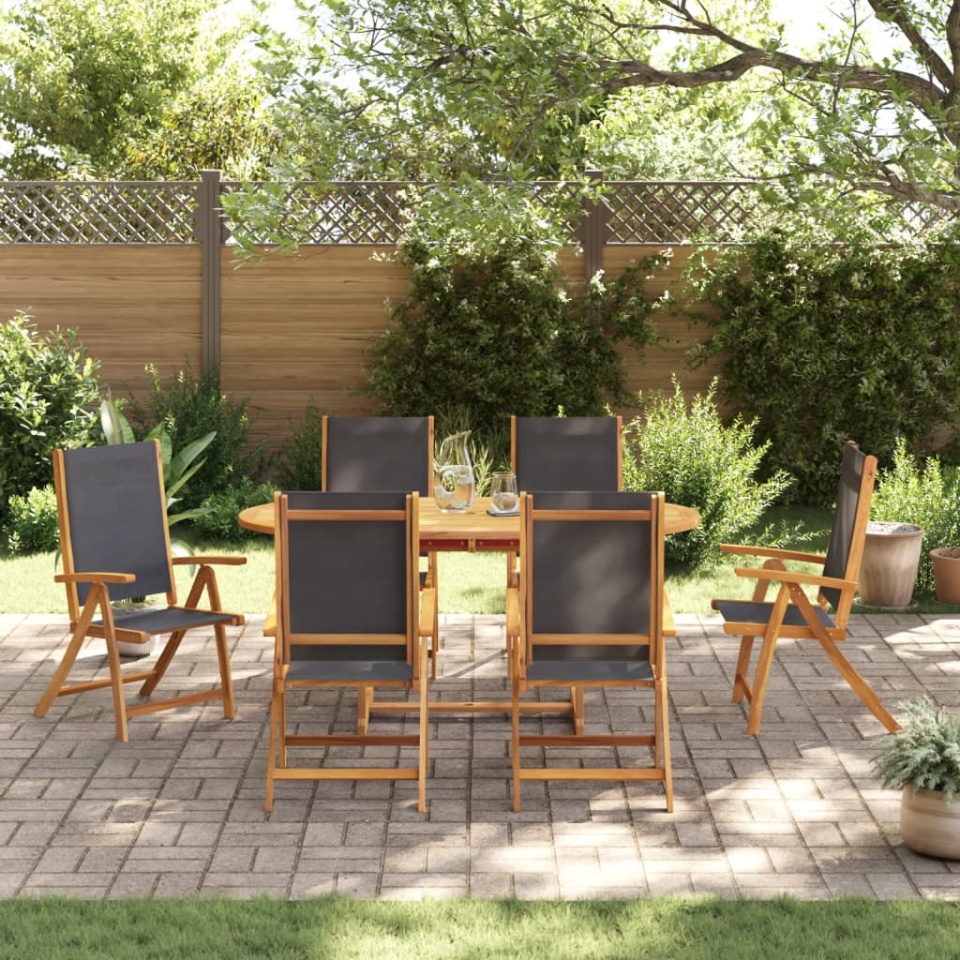 Set mobilier de grădină, 7 piese, lemn masiv acacia/textilenă - 2 | YEO