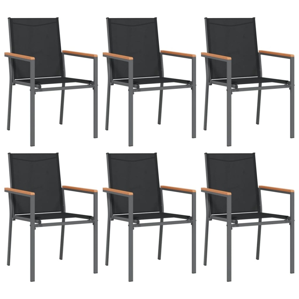 Set mobilier de grădină, 7 piese, negru, textilenă și oțel - 3 | YEO