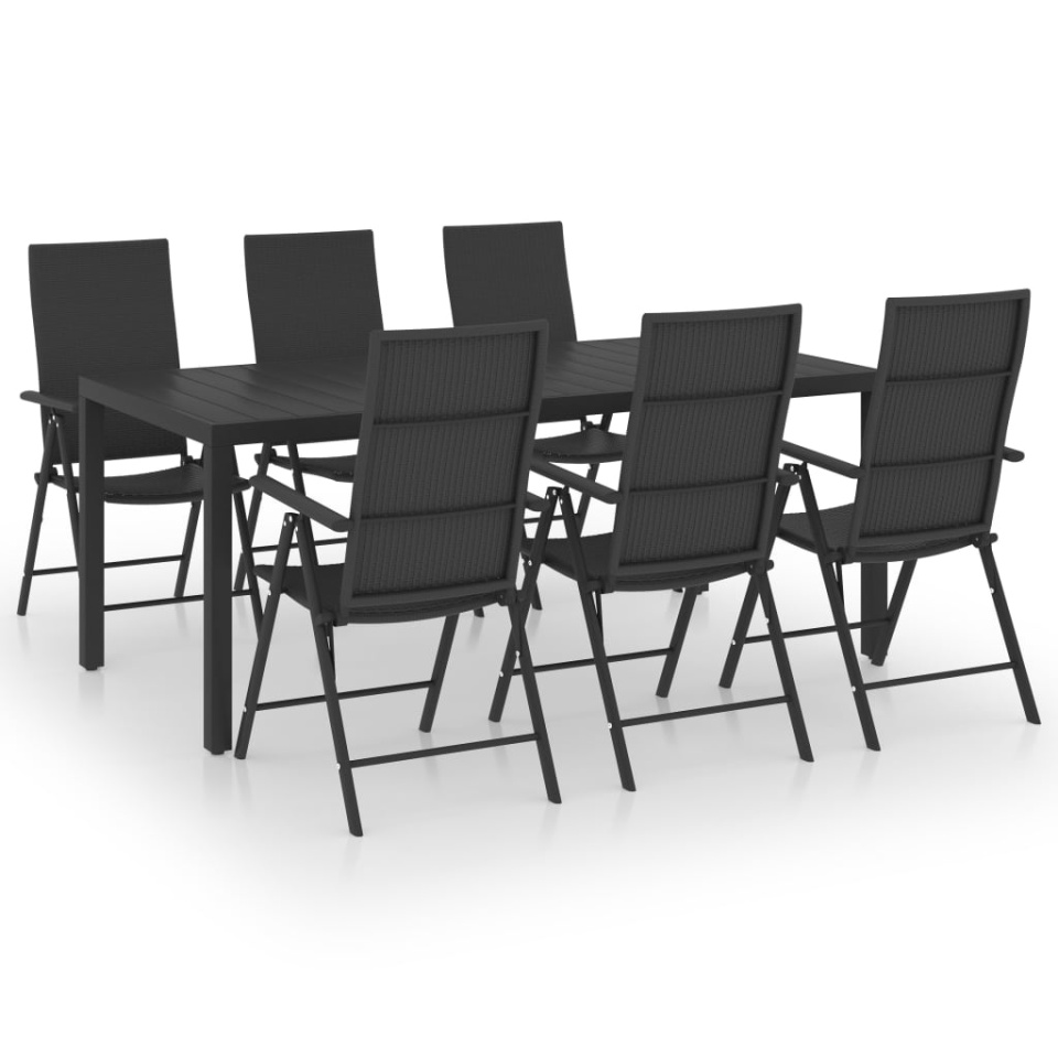 Set mobilier de grădină, 7 piese, negru - 1 | YEO