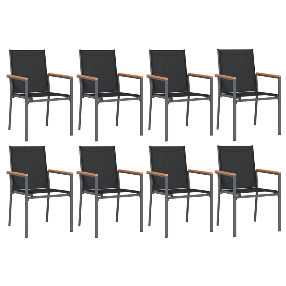Set mobilier de grădină, 9 piese, negru, textilenă și oțel - 3 | YEO