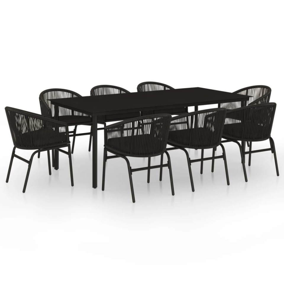 Set mobilier de grădină, 9 piese, negru - 1 | YEO