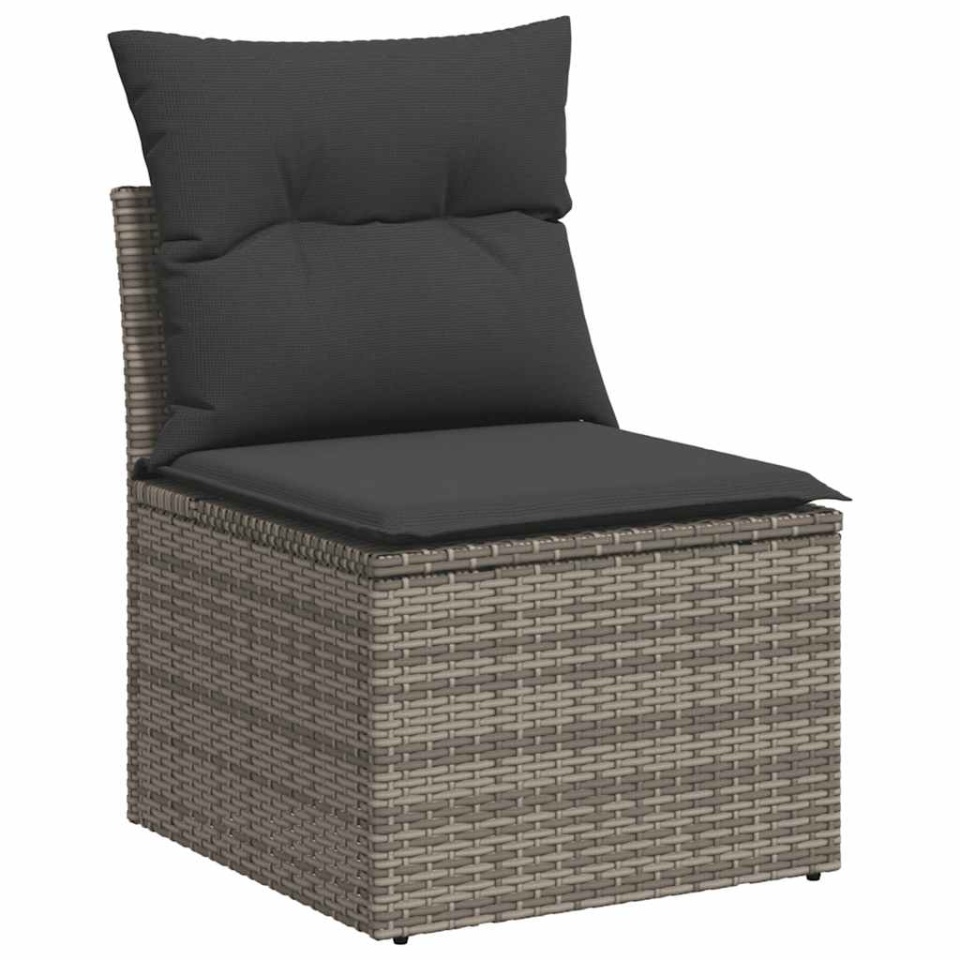 Set mobilier de grădină cu perne, 10 piese, gri, poliratan - 2 | YEO