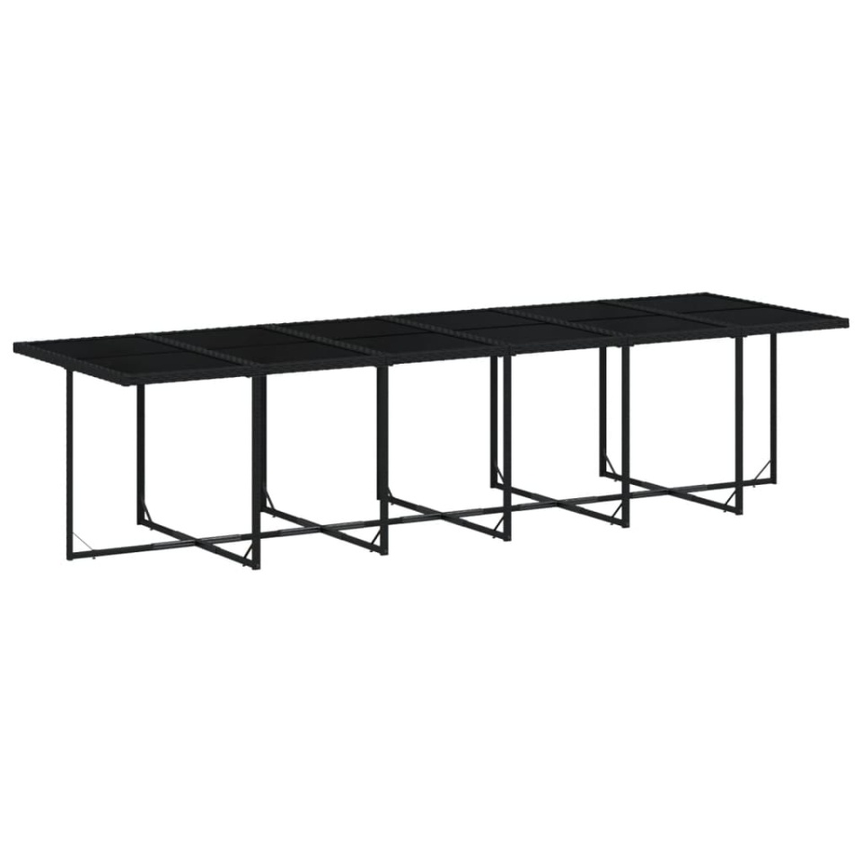 Set mobilier de grădină cu perne, 13 piese, negru, poliratan - 3 | YEO