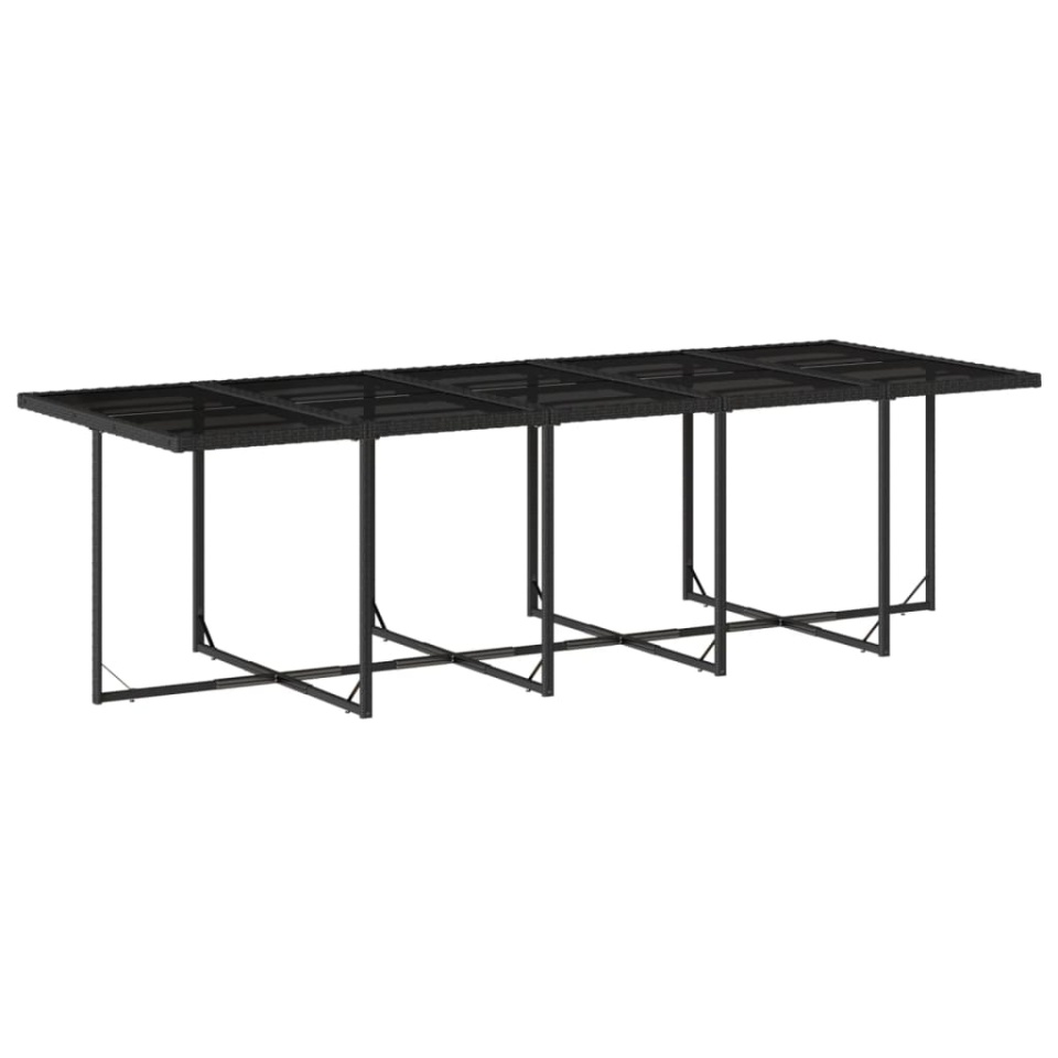Set mobilier de grădină cu perne, 15 piese, negru, poliratan - 3 | YEO