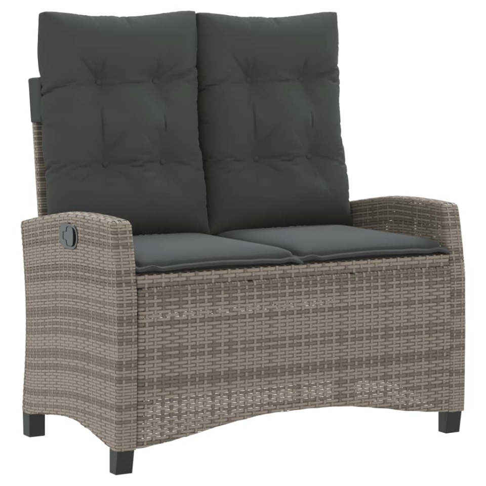 Set mobilier de grădină cu perne, 2 piese, gri, poliratan - 2 | YEO