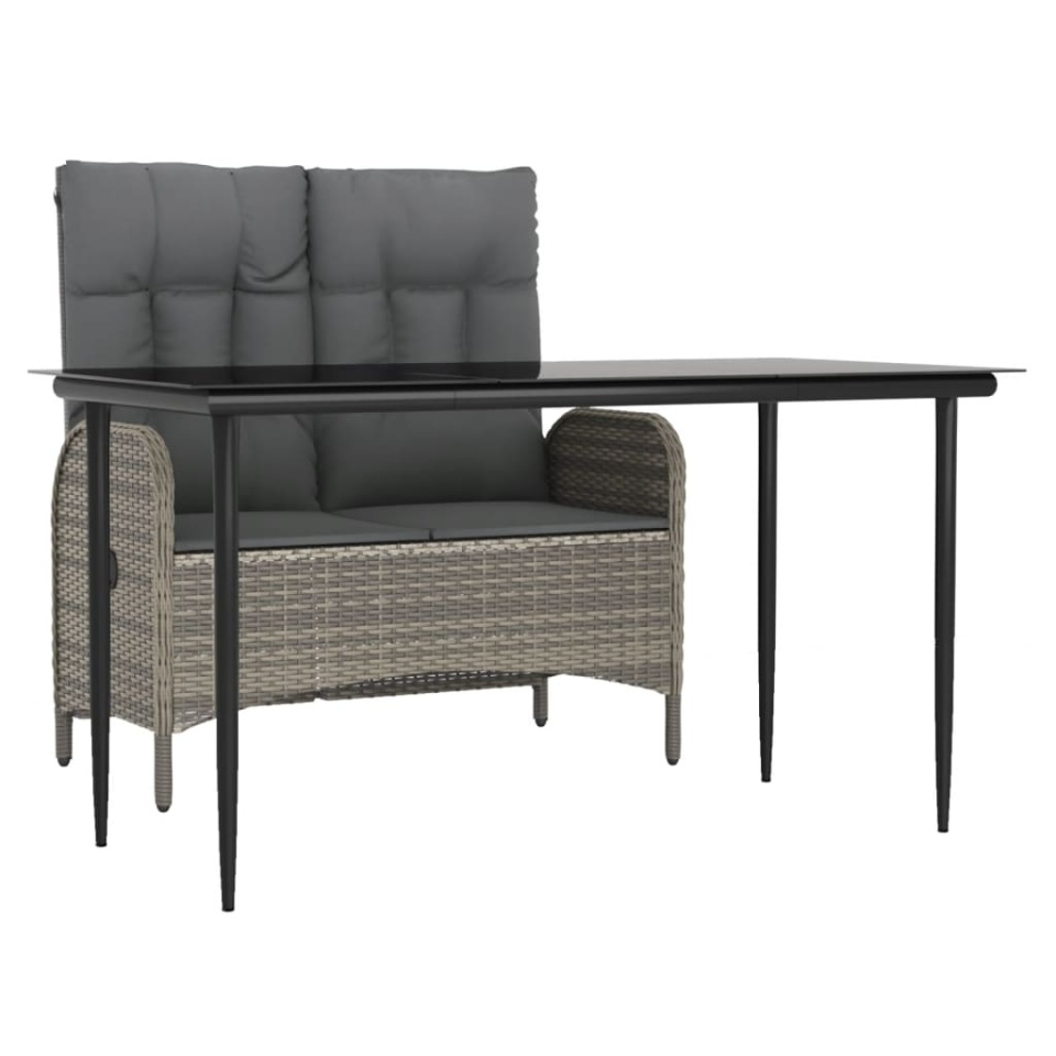 Set mobilier de grădină cu perne, 2 piese, gri, poliratan - 1 | YEO