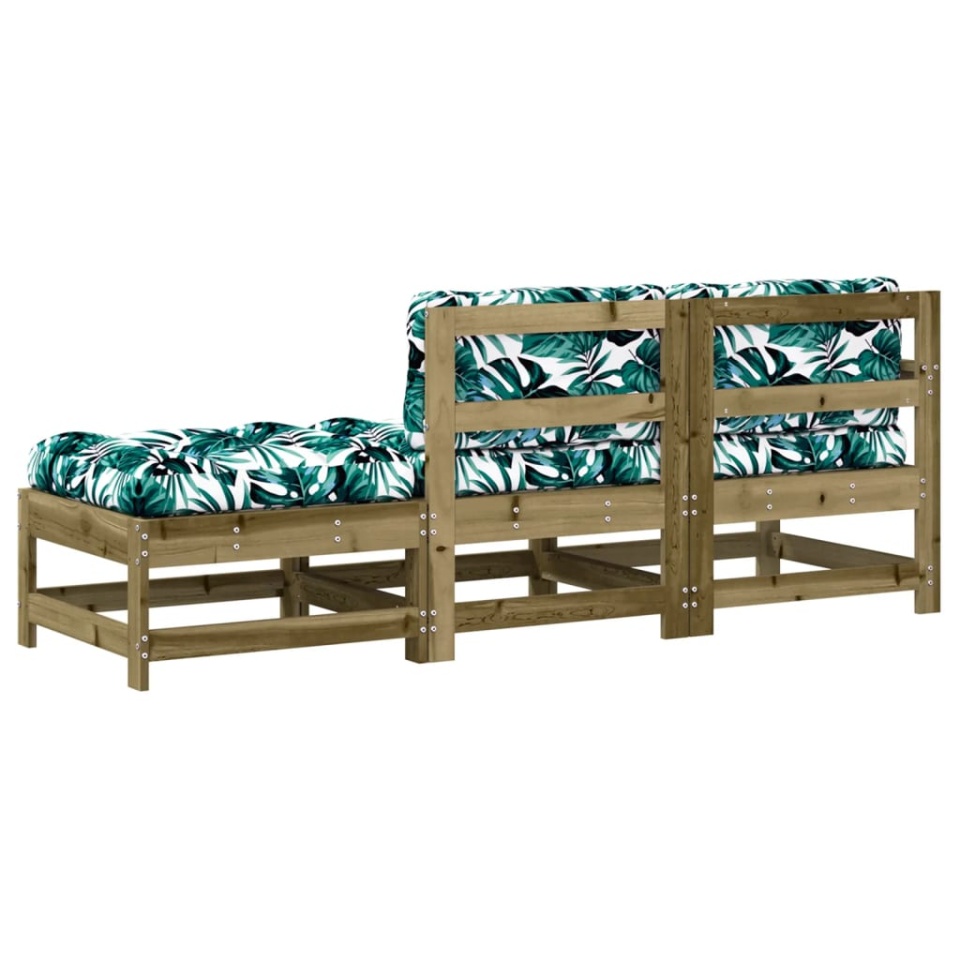 Set mobilier de grădină cu perne, 3 piese, lemn de pin tratat - 2 | YEO