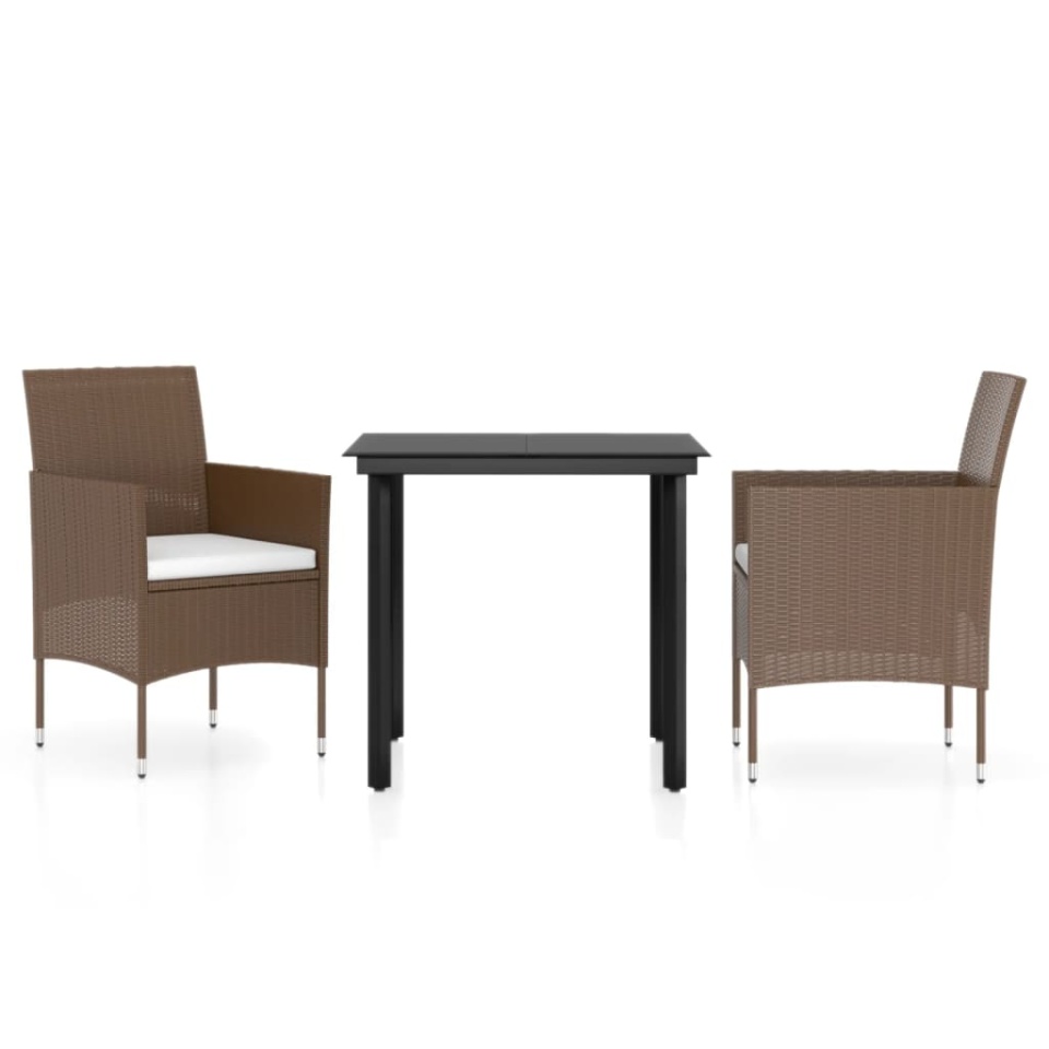 Set mobilier de grădină, cu perne, 3 piese, maro și negru - 1 | YEO