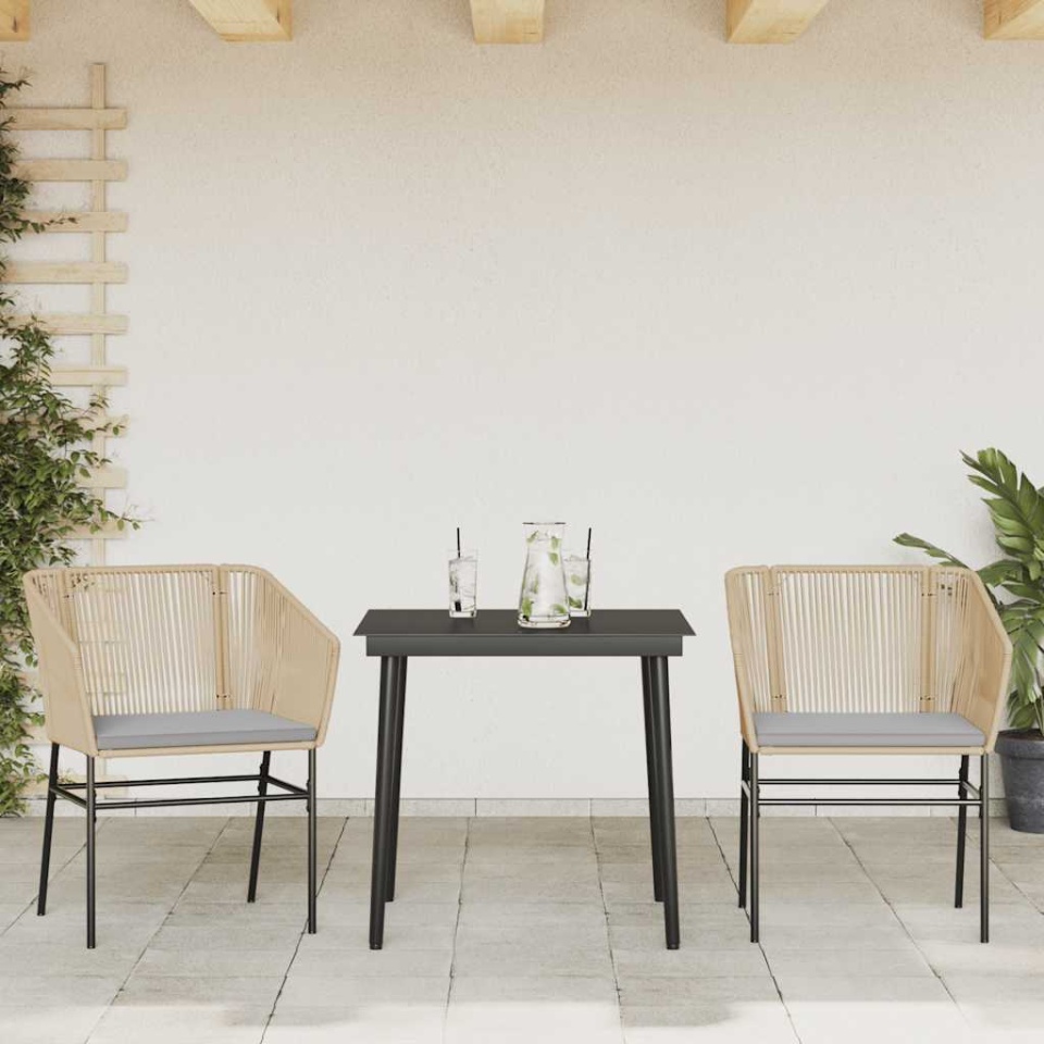 Set mobilier de grădină cu perne 3 piese maro sticlă polirattan - 2 | YEO