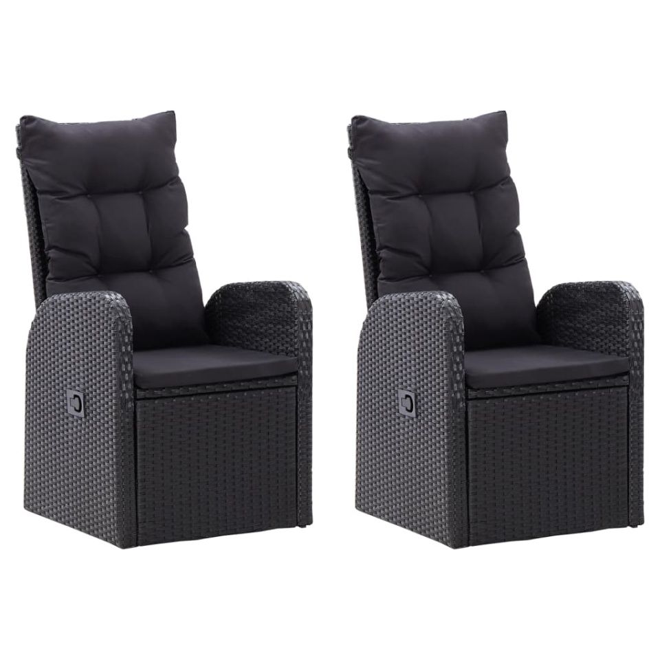 Set mobilier de grădină cu perne, 3 piese, negru - 2 | YEO