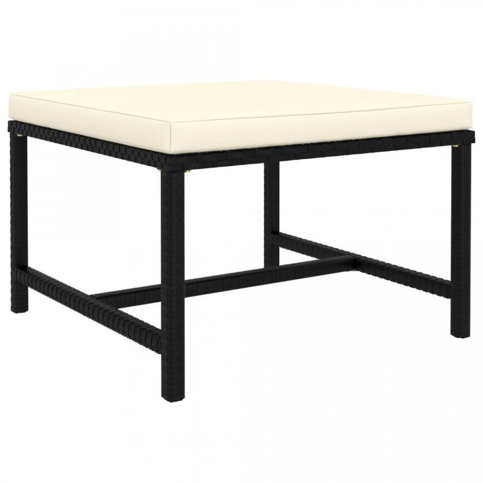 Set mobilier de grădină cu perne, 4 piese, negru, poliratan - 3 | YEO