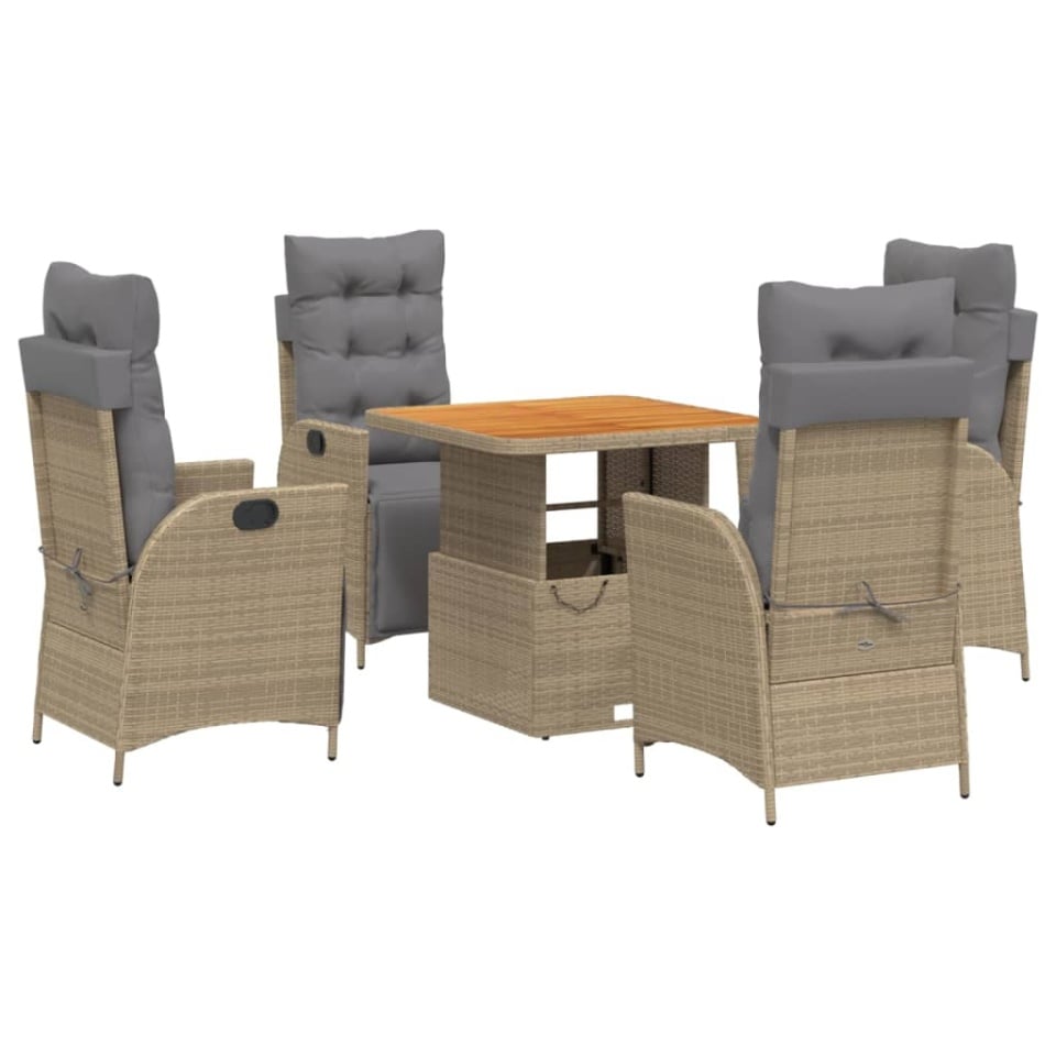 Set mobilier de grădină cu perne, 5 piese, bej, poliratan - 1 | YEO
