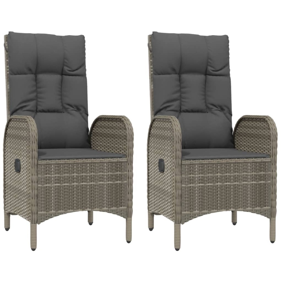 Set mobilier de grădină cu perne, 5 piese, gri, poliratan - 3 | YEO