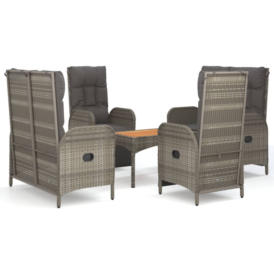 Set mobilier de grădină cu perne, 5 piese, gri, poliratan - 1 | YEO
