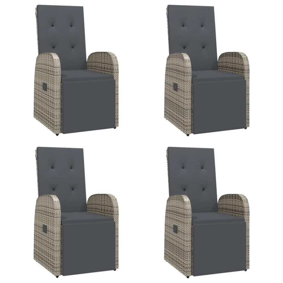 Set mobilier de grădină cu perne, 5 piese, gri, poliratan - 3 | YEO