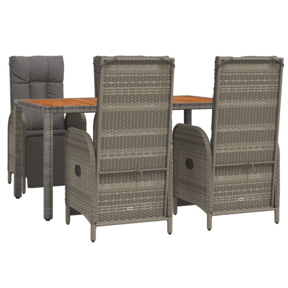 Set mobilier de grădină cu perne, 5 piese, gri, poliratan - 2 | YEO