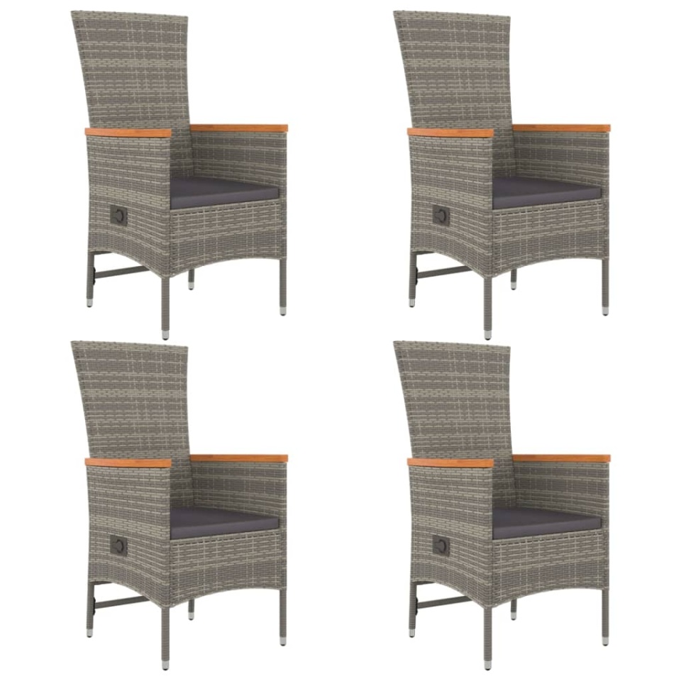 Set mobilier de grădină cu perne, 5 piese, gri, poliratan - 3 | YEO