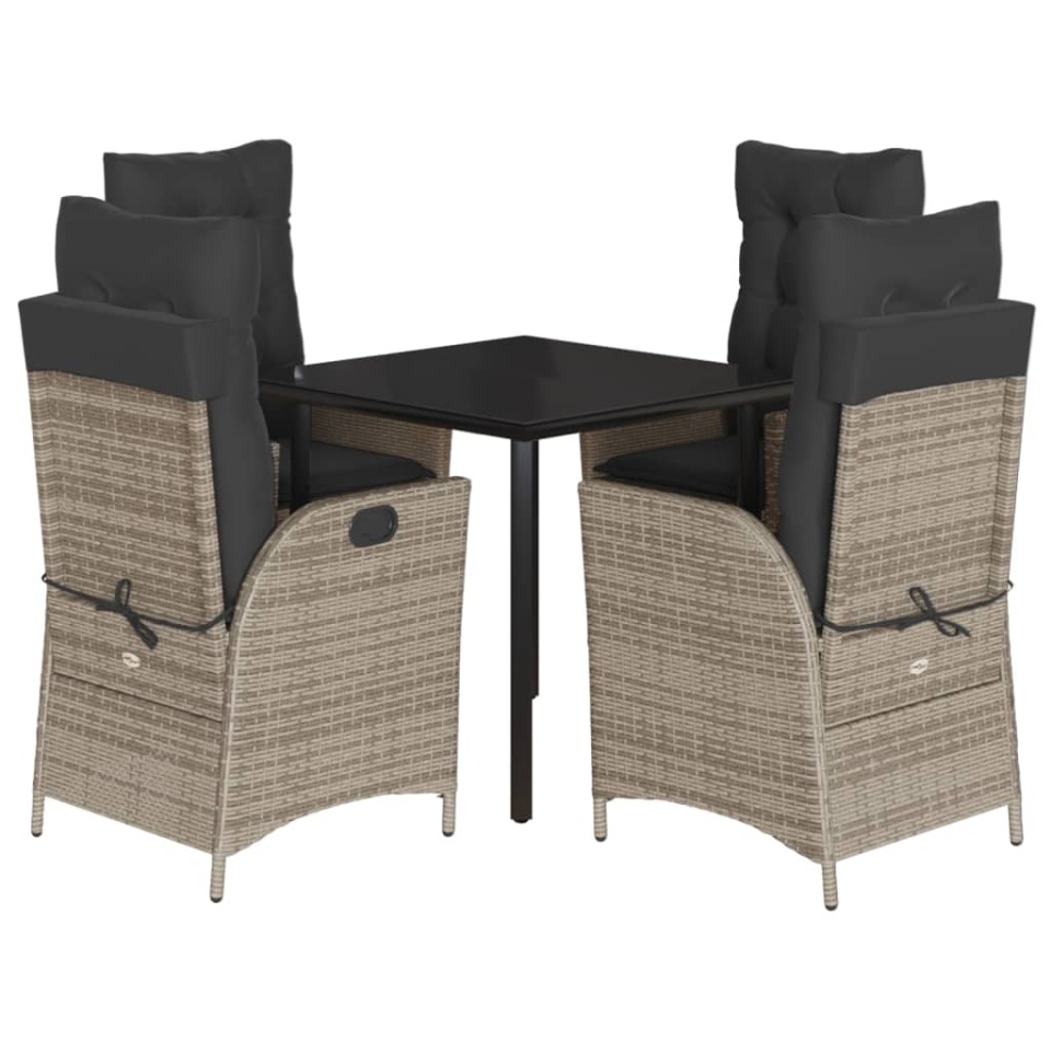 Set mobilier de grădină cu perne, 5 piese, gri, poliratan - 1 | YEO