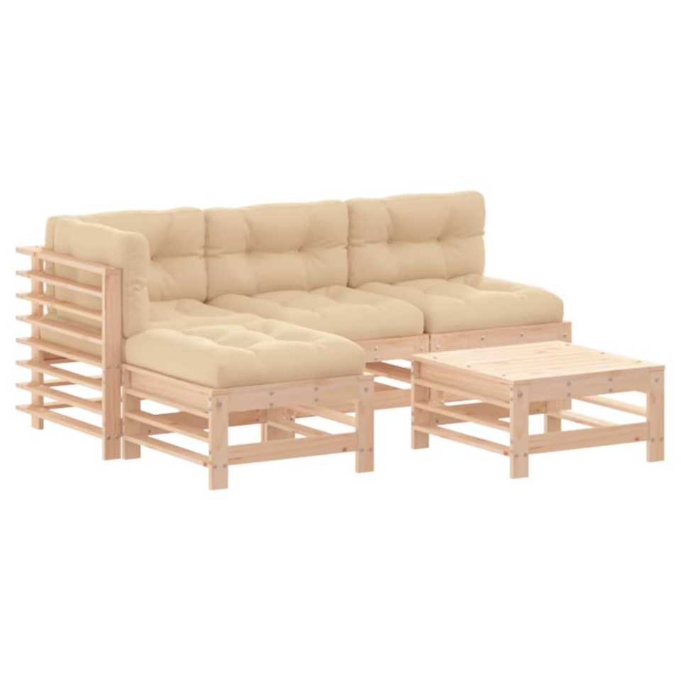 Set mobilier de grădină cu perne, 5 piese, lemn masiv - 1 | YEO
