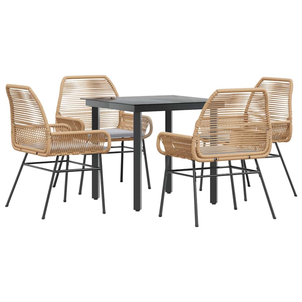 Set mobilier de grădină cu perne 5 piese maro sticlă polirattan - 1 | YEO
