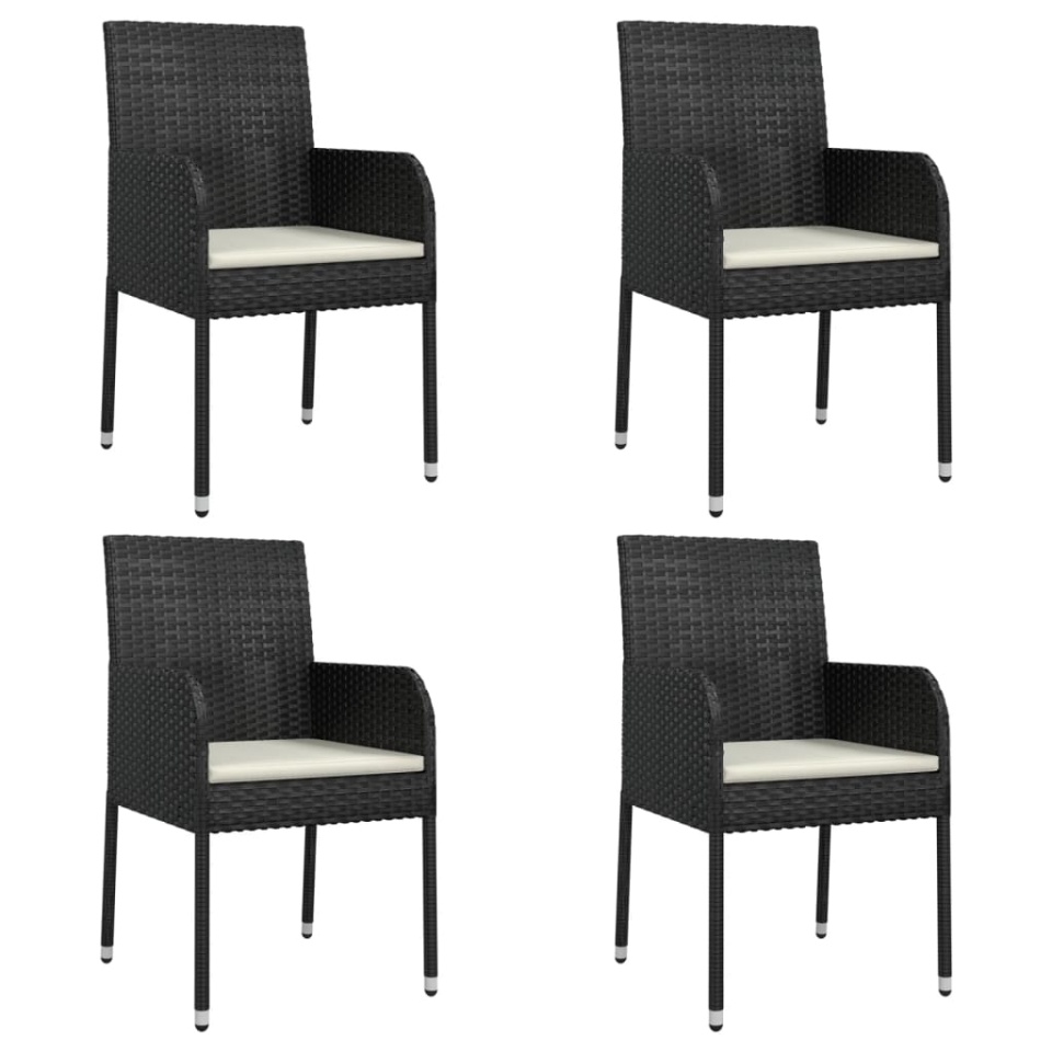 Set mobilier de grădină cu perne, 5 piese, negru, poliratan - 3 | YEO