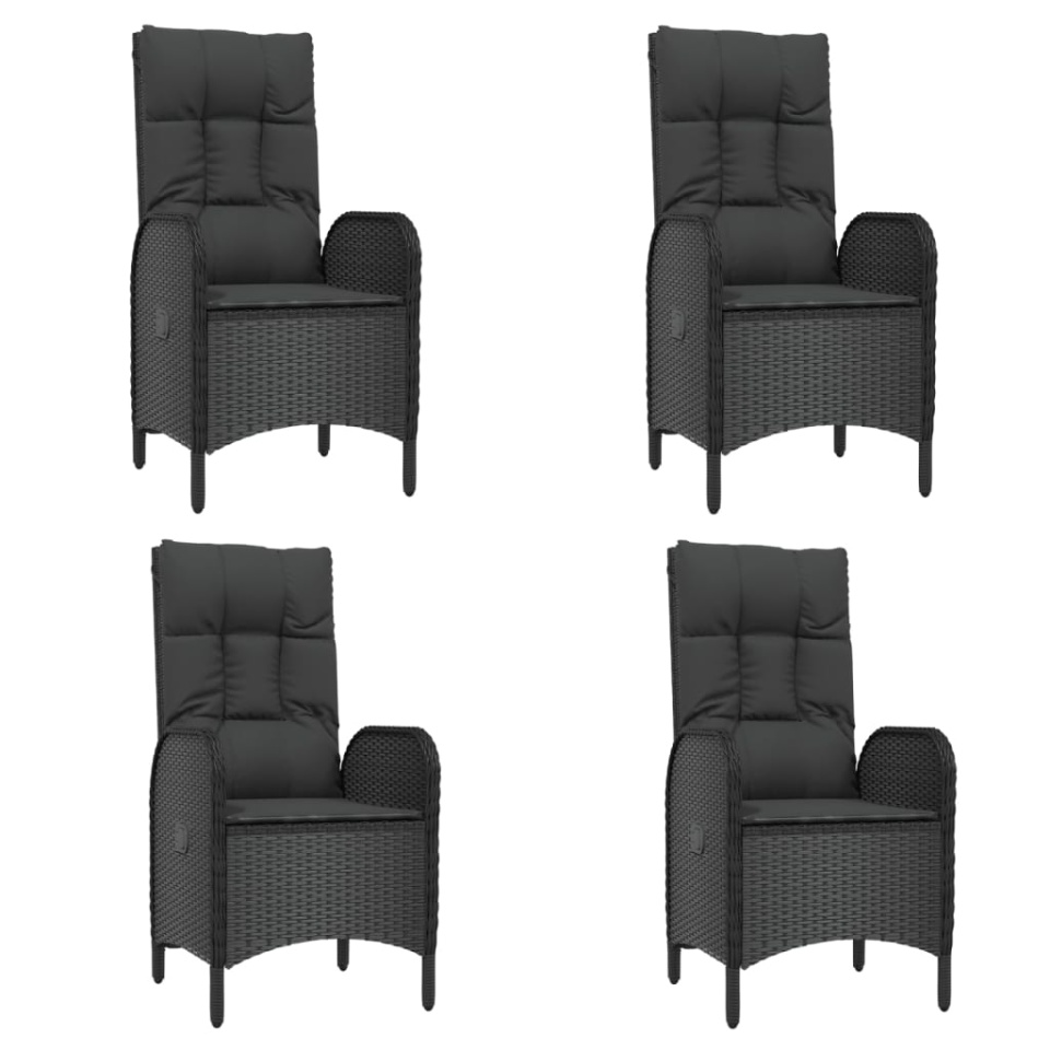 Set mobilier de grădină cu perne, 5 piese, negru, poliratan - 3 | YEO