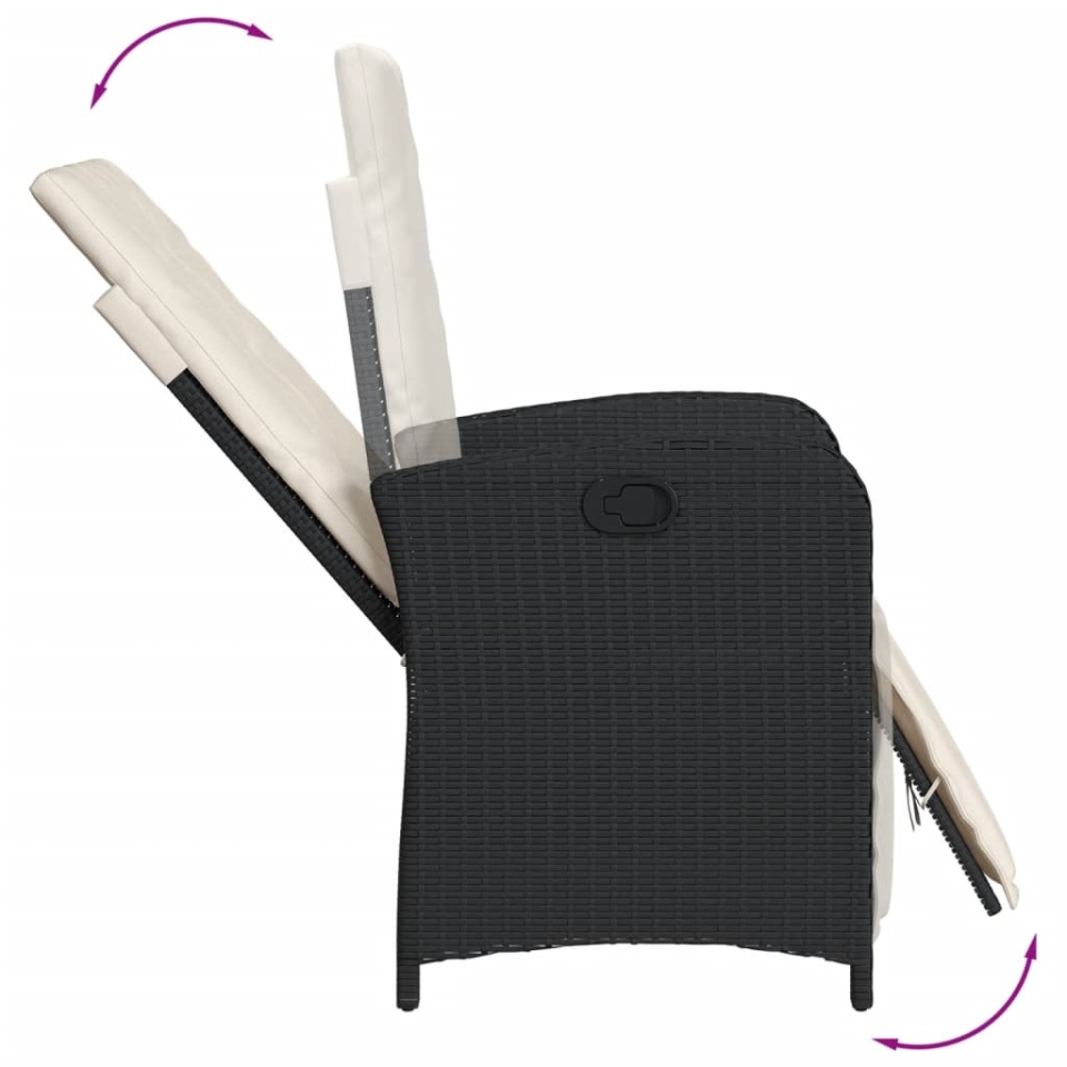 Set mobilier de grădină cu perne, 5 piese, negru, poliratan - 3 | YEO