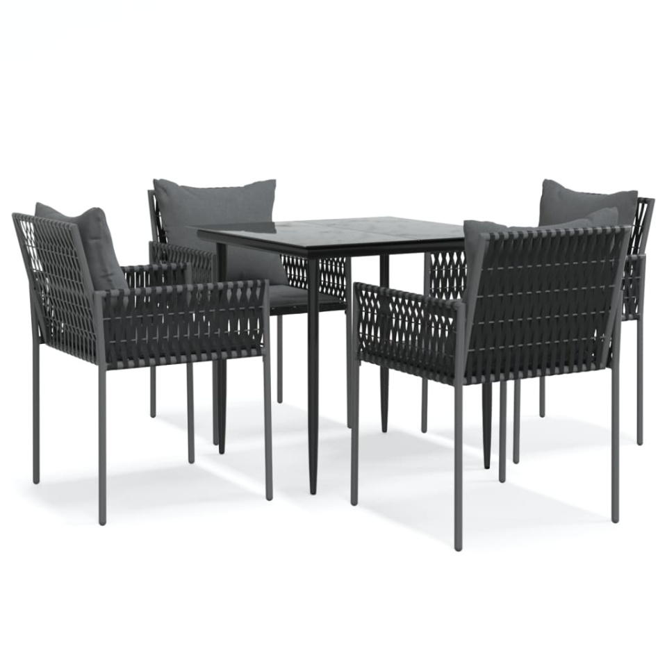Set mobilier de grădină cu perne, 5 piese, poliratan și oțel - 1 | YEO