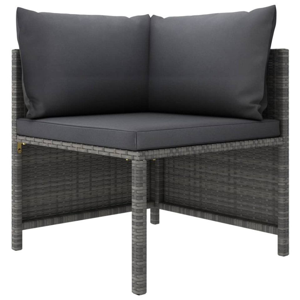 Set mobilier de grădină cu perne, 6 piese, gri, poliratan - 3 | YEO