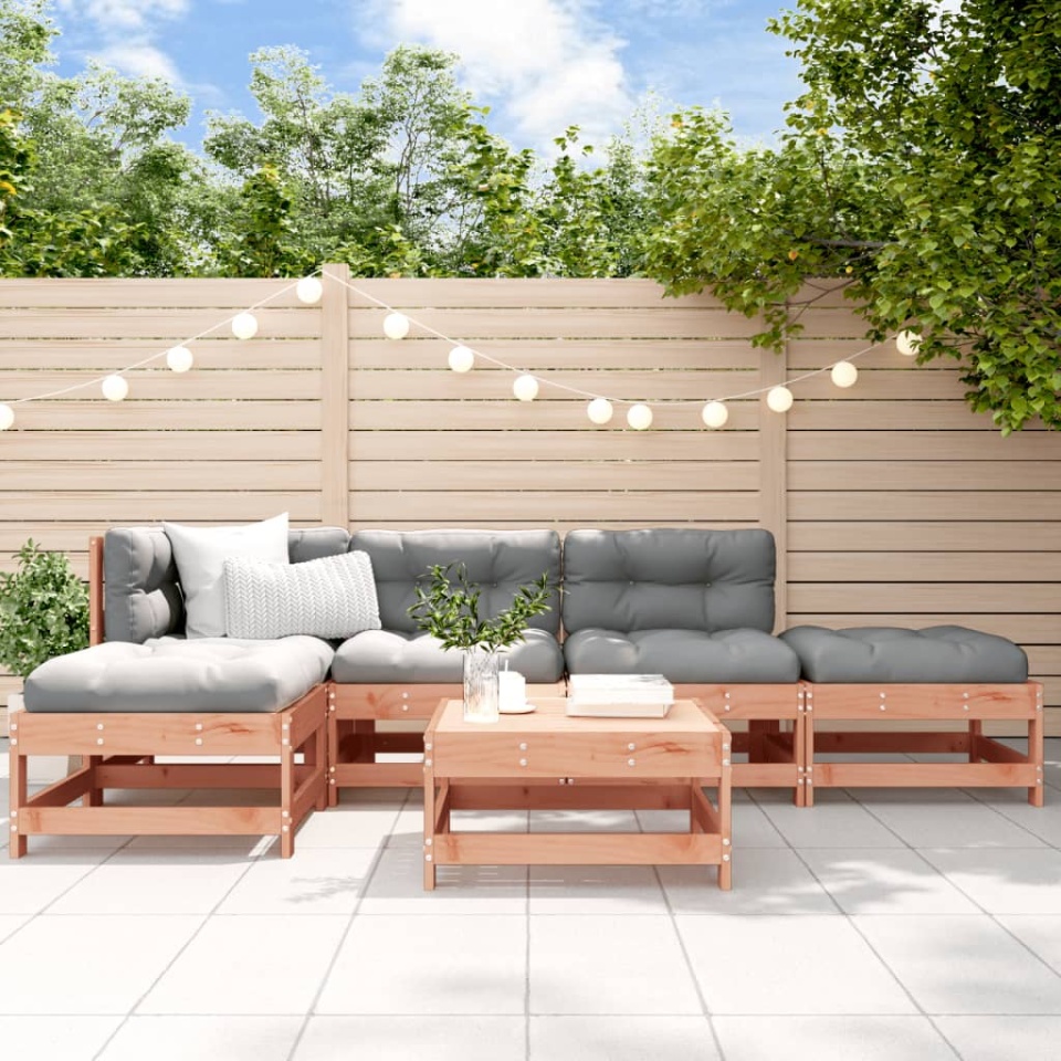 Set mobilier de grădină cu perne, 6 piese, lemn masiv Douglas
