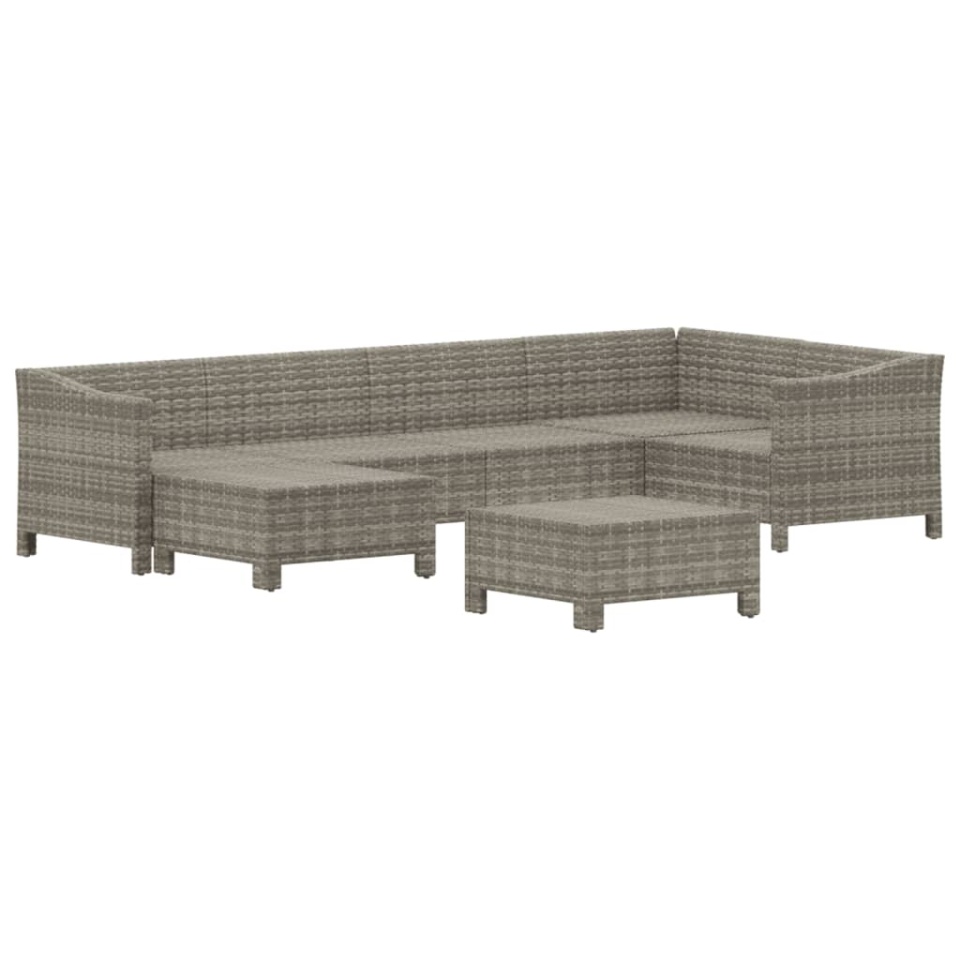 Set mobilier de grădină cu perne, 7 piese, gri, poliratan - 3 | YEO