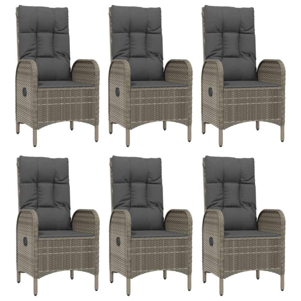Set mobilier de grădină cu perne, 7 piese, negru/gri, poliratan - 3 | YEO
