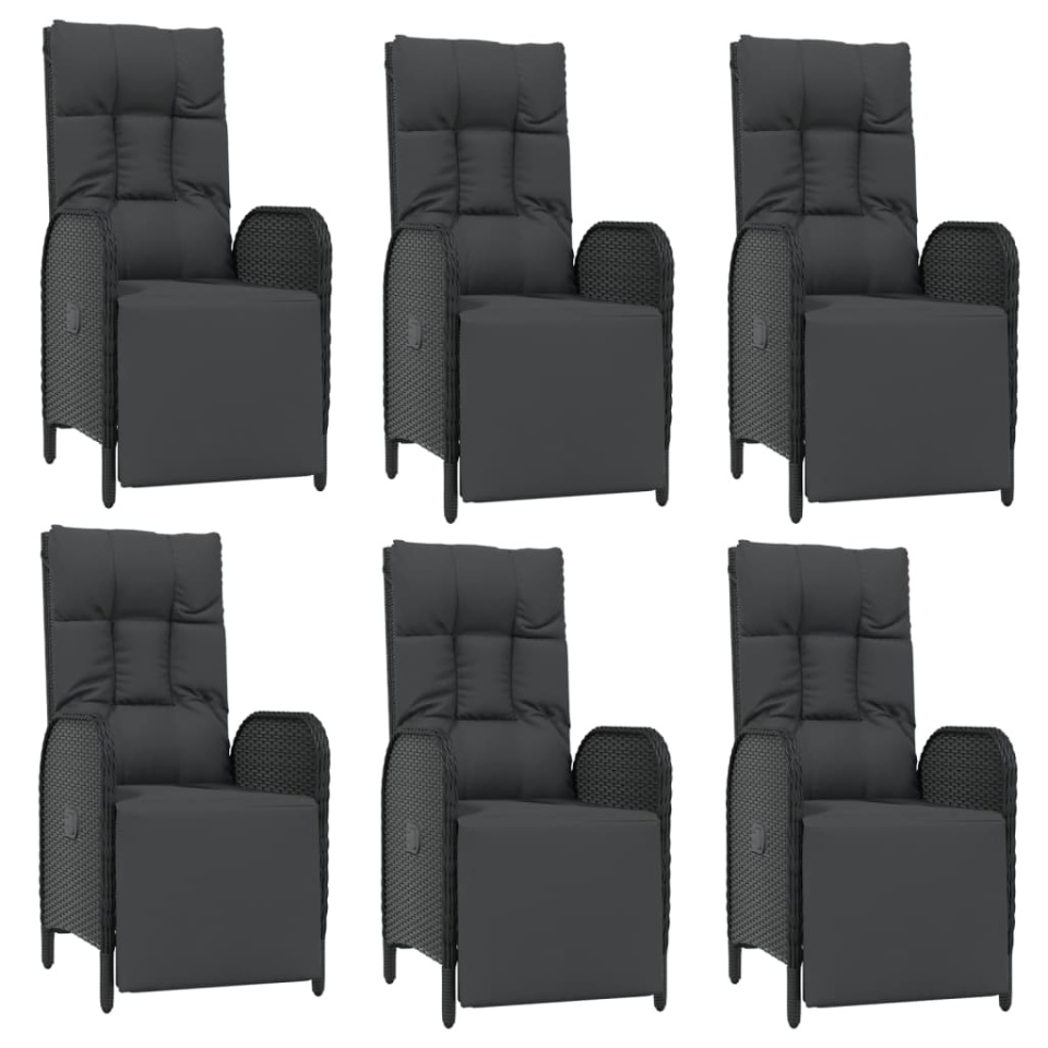 Set mobilier de grădină cu perne, 7 piese, negru/gri, poliratan - 3 | YEO