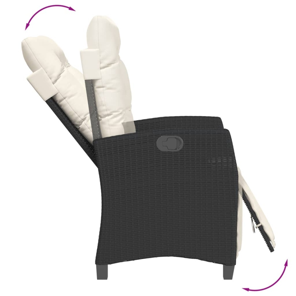 Set mobilier de grădină cu perne, 7 piese, negru, poliratan - 3 | YEO