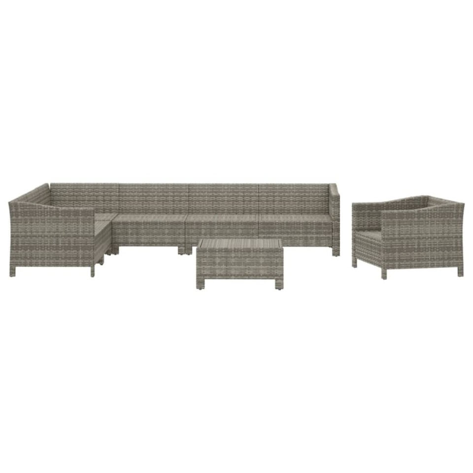 Set mobilier de grădină cu perne, 8 piese, gri, poliratan - 3 | YEO