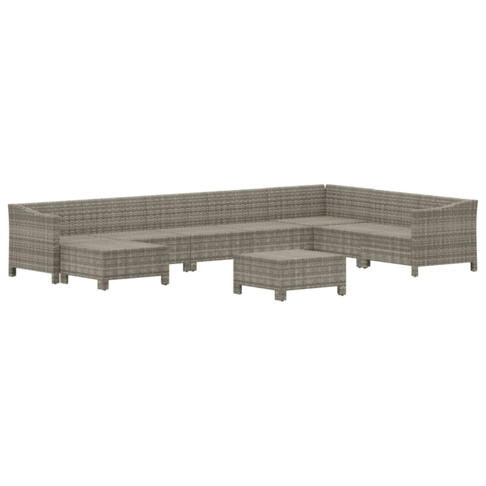 Set mobilier de grădină cu perne, 9 piese, gri, poliratan - 3 | YEO
