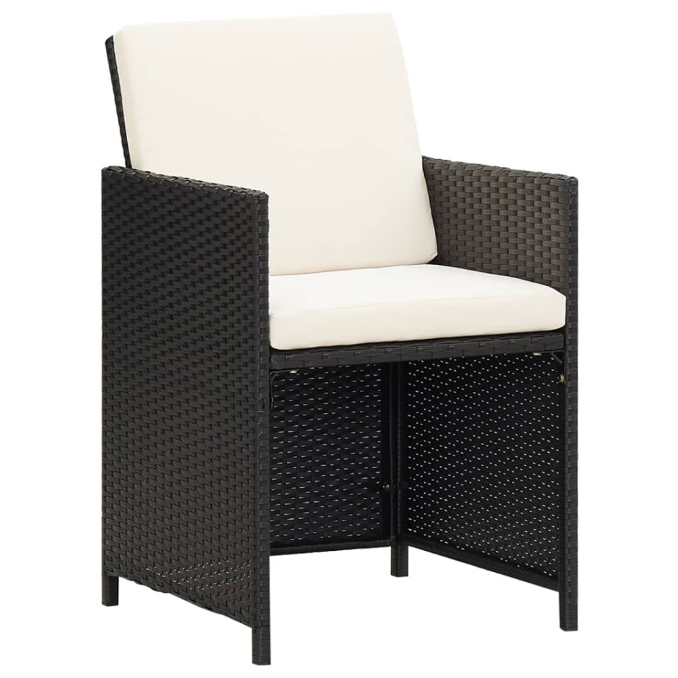 Set mobilier de grădină cu perne, 9 piese, negru, poliratan - 3 | YEO