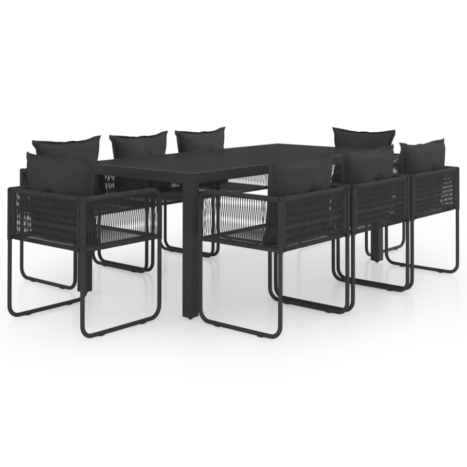 Set mobilier de masă, 9 piese, negru, ratan PVC - 1 | YEO