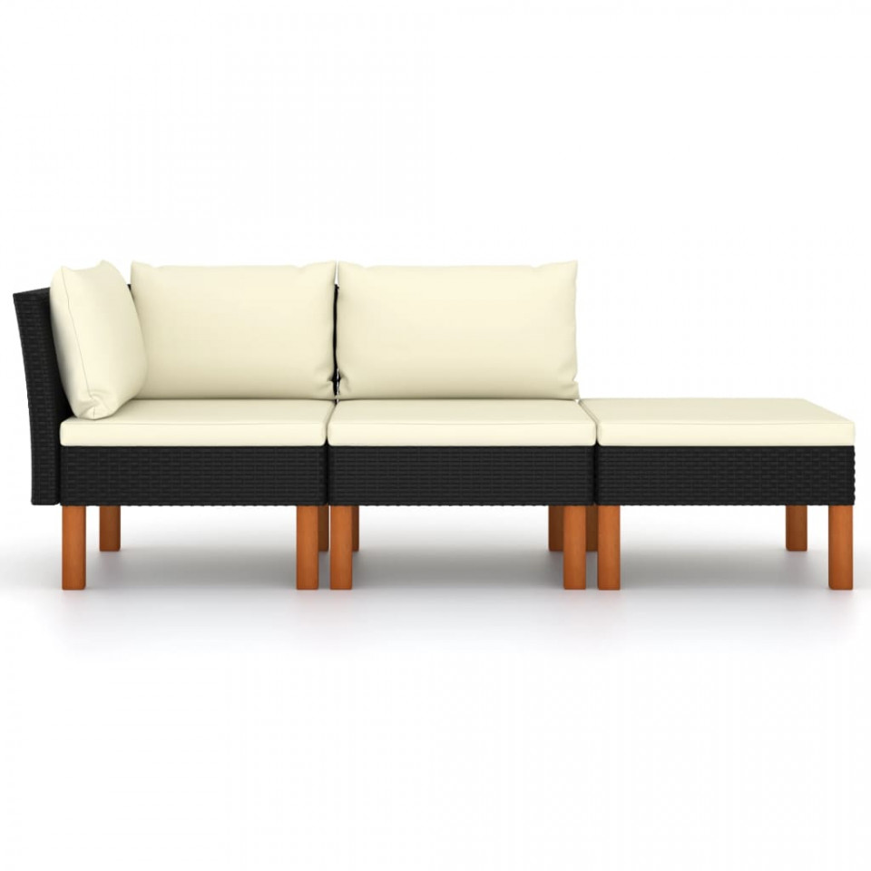 Set mobilier grădină, 3 piese, poliratan & lemn masiv eucalipt - 1 | YEO