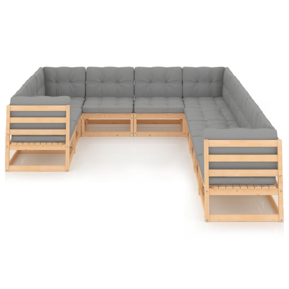 Set mobilier grădină cu perne, 10 piese, lemn masiv de pin - 1 | YEO