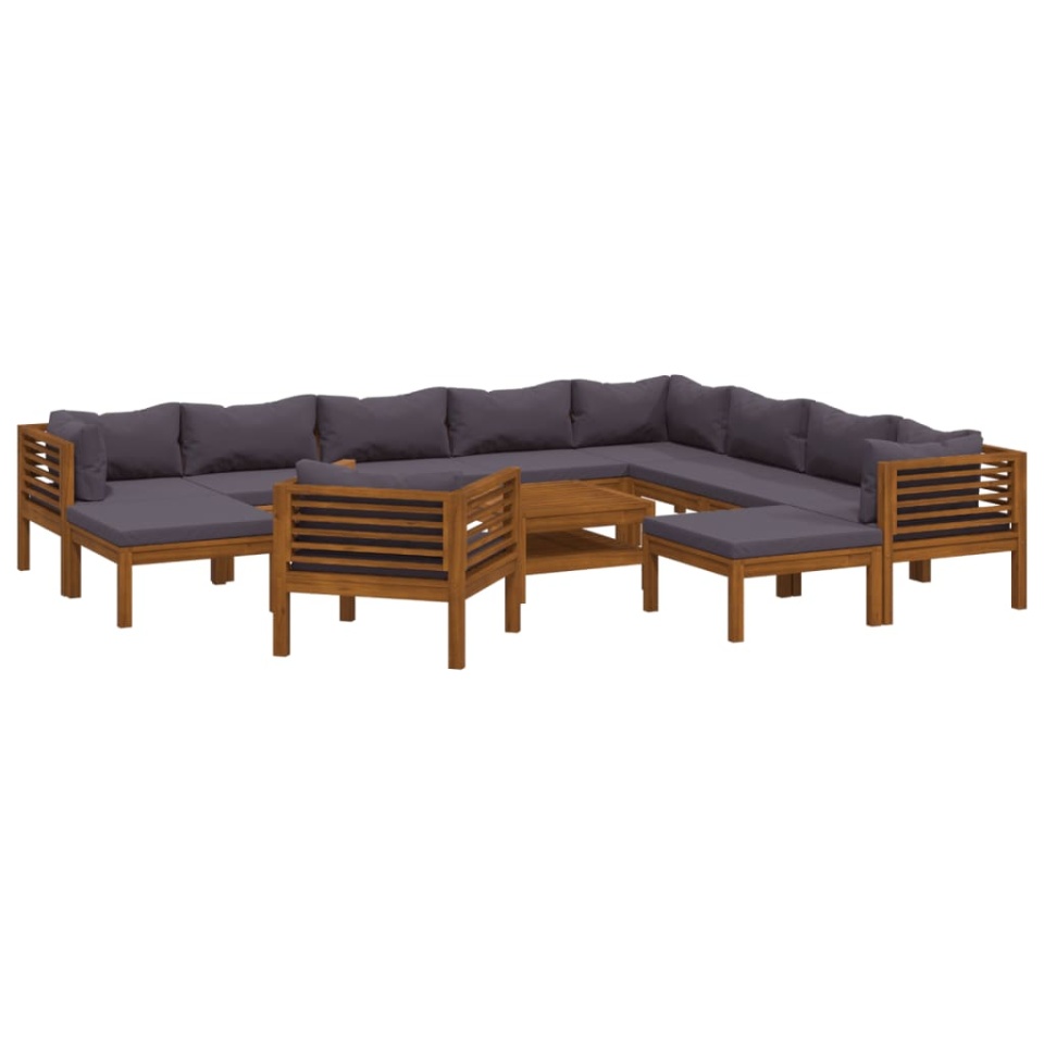 Set mobilier grădină cu perne, 12 piese, lemn masiv de acacia - 1 | YEO