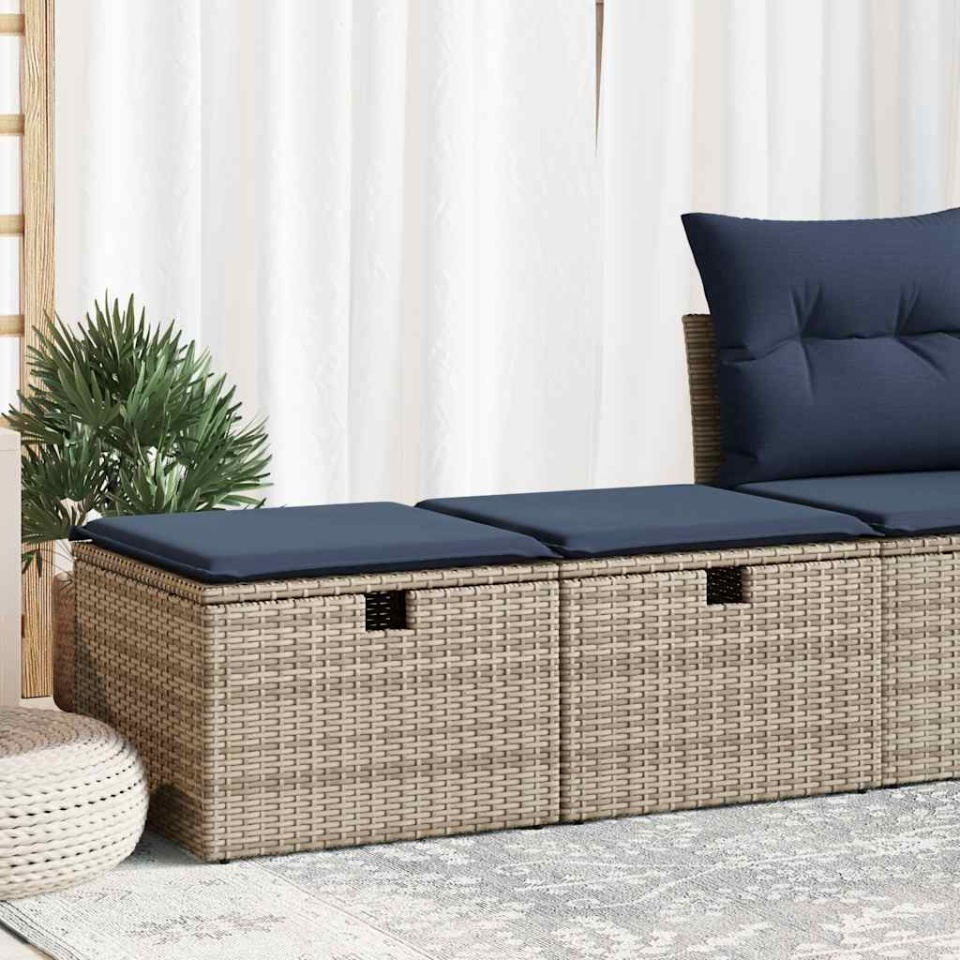 Set mobilier grădină cu perne 2 piese gri poliratan/lemn acacia