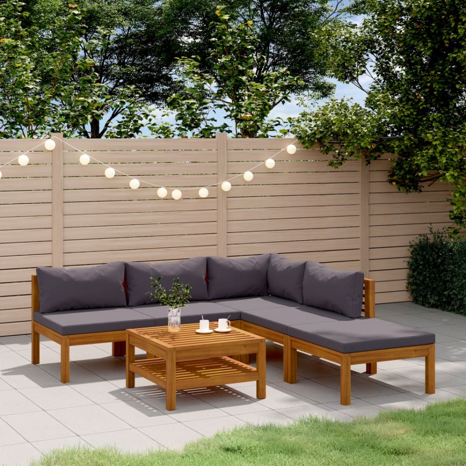 Set mobilier grădină cu perne, 6 piese, lemn masiv acacia